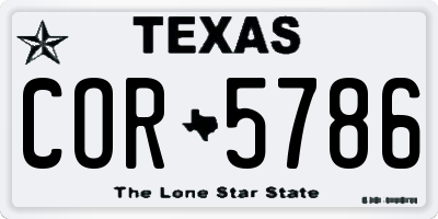 TX license plate COR5786