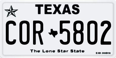 TX license plate COR5802
