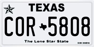 TX license plate COR5808