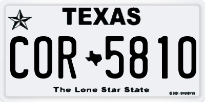 TX license plate COR5810