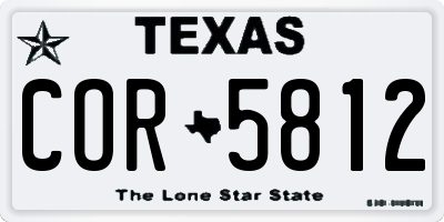 TX license plate COR5812