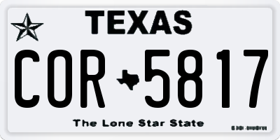 TX license plate COR5817