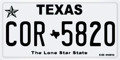 TX license plate COR5820