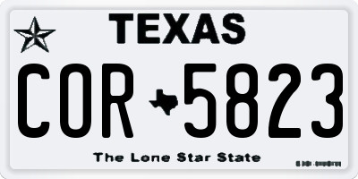 TX license plate COR5823