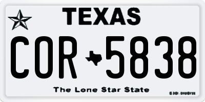TX license plate COR5838