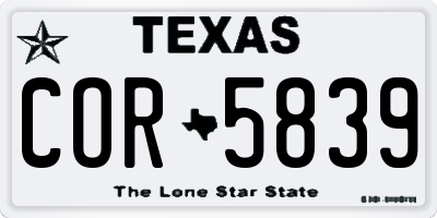 TX license plate COR5839