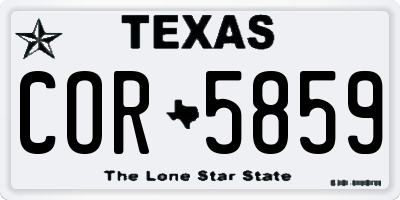 TX license plate COR5859