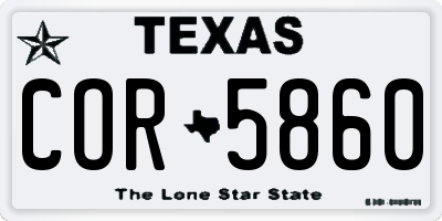 TX license plate COR5860