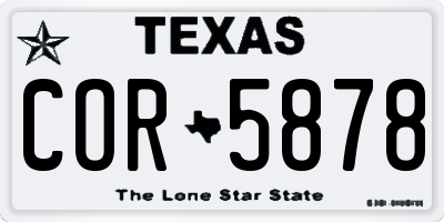 TX license plate COR5878