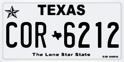 TX license plate COR6212