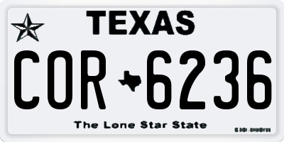TX license plate COR6236