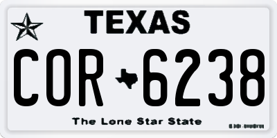 TX license plate COR6238
