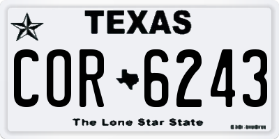 TX license plate COR6243