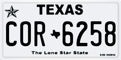 TX license plate COR6258