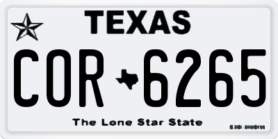TX license plate COR6265