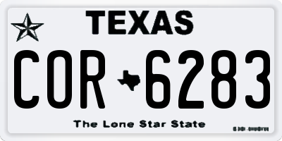 TX license plate COR6283