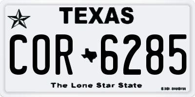 TX license plate COR6285