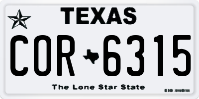 TX license plate COR6315