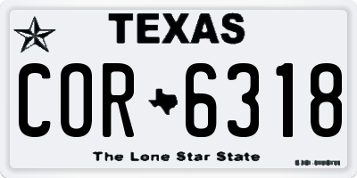 TX license plate COR6318