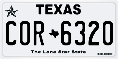 TX license plate COR6320
