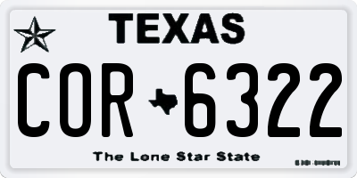 TX license plate COR6322