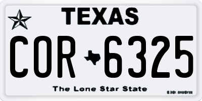 TX license plate COR6325
