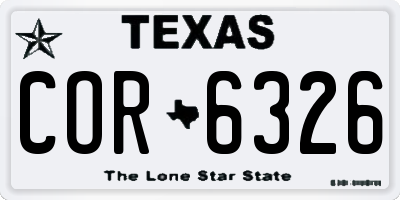 TX license plate COR6326