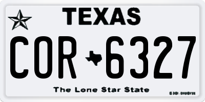TX license plate COR6327