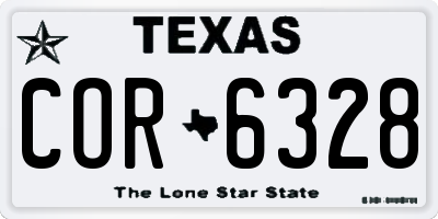 TX license plate COR6328