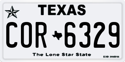 TX license plate COR6329