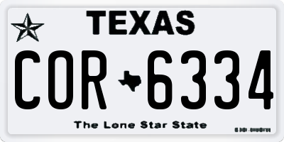 TX license plate COR6334