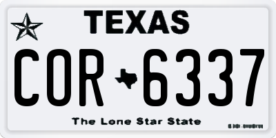 TX license plate COR6337