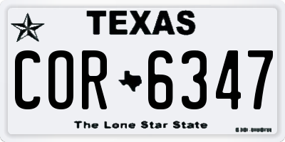 TX license plate COR6347