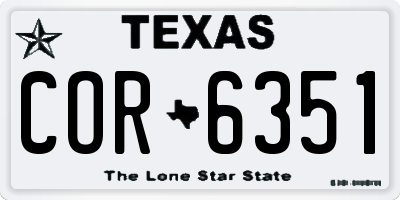 TX license plate COR6351