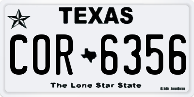 TX license plate COR6356