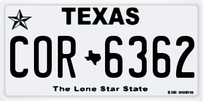 TX license plate COR6362