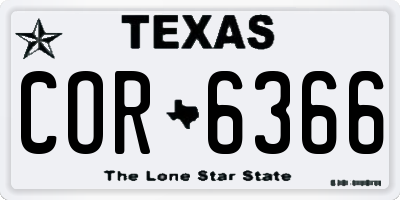 TX license plate COR6366