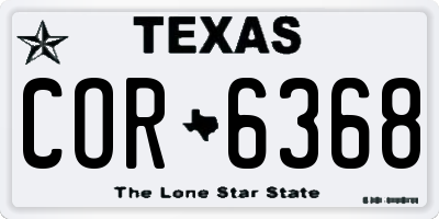 TX license plate COR6368