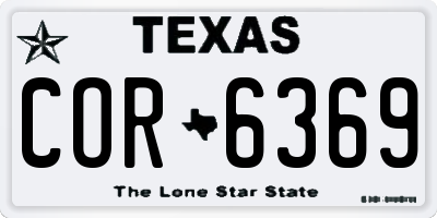 TX license plate COR6369
