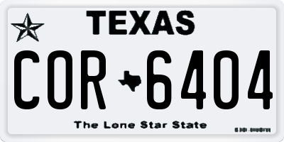 TX license plate COR6404
