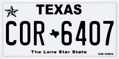 TX license plate COR6407