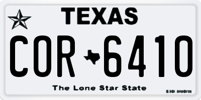 TX license plate COR6410