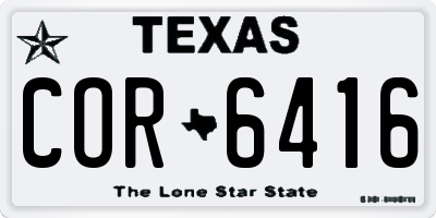 TX license plate COR6416