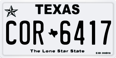 TX license plate COR6417