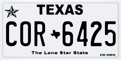 TX license plate COR6425