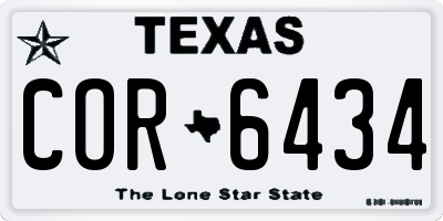 TX license plate COR6434