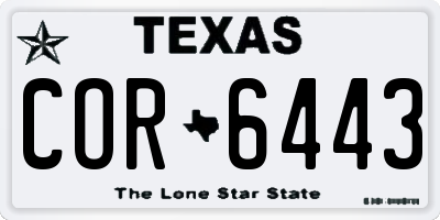 TX license plate COR6443