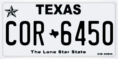 TX license plate COR6450