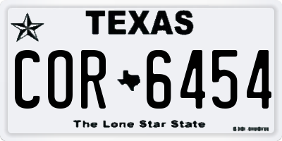 TX license plate COR6454