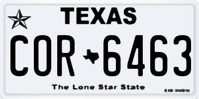 TX license plate COR6463